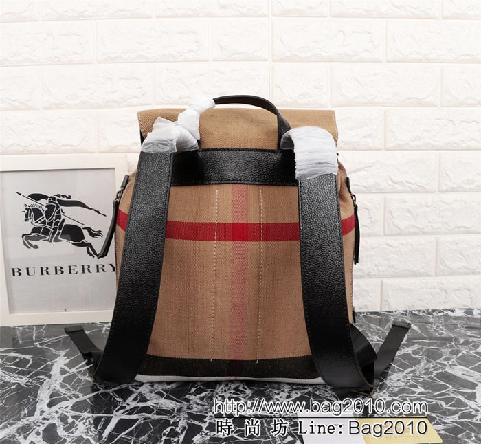 BURBERRY巴寶莉 Canvas格紋棉布混紡 雙肩包 麻布39191  Bhq1303